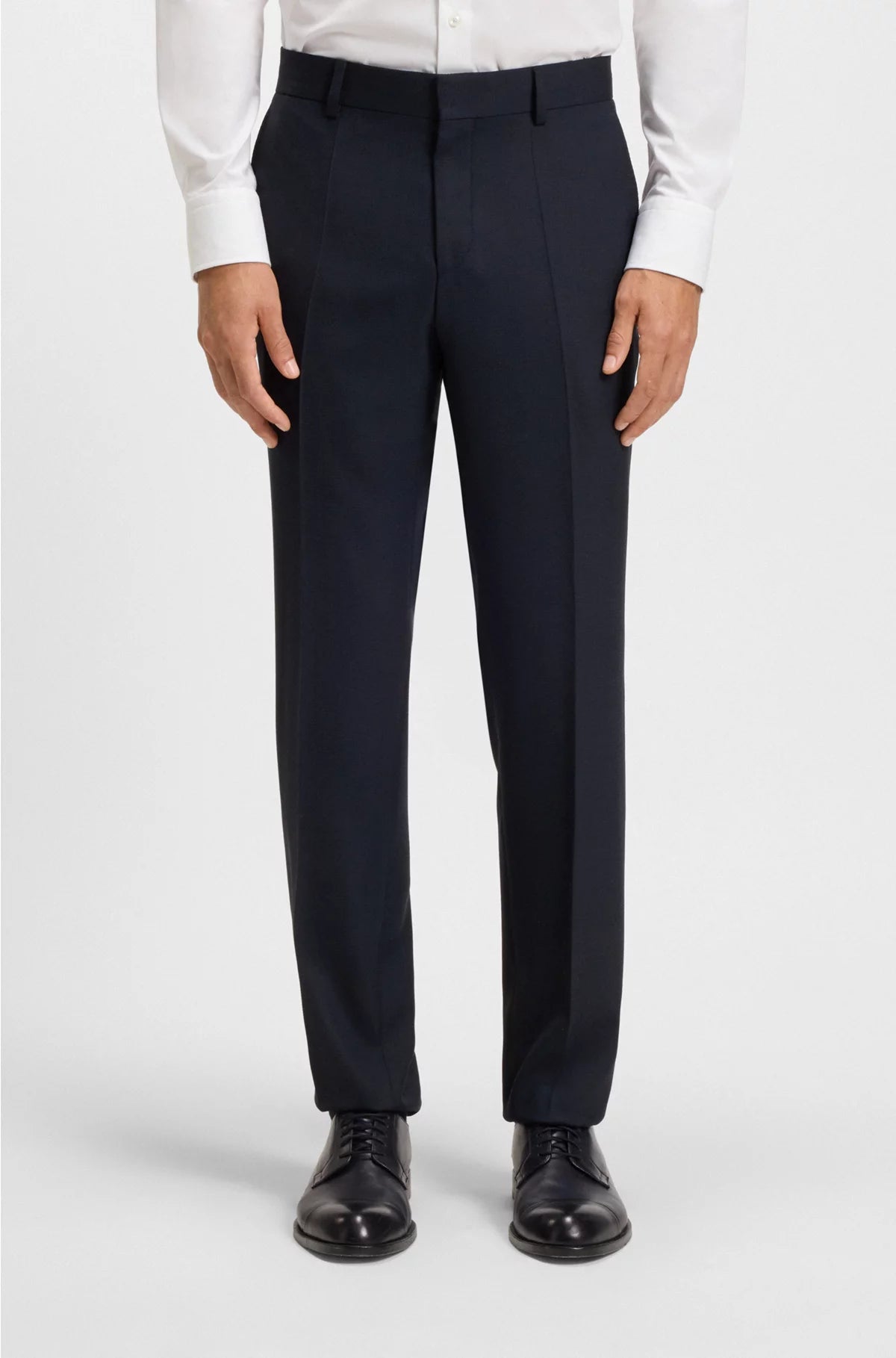 TWO-PIECE REGULAR-FIT SUIT IN PATTERNED STRETCH FABRIC