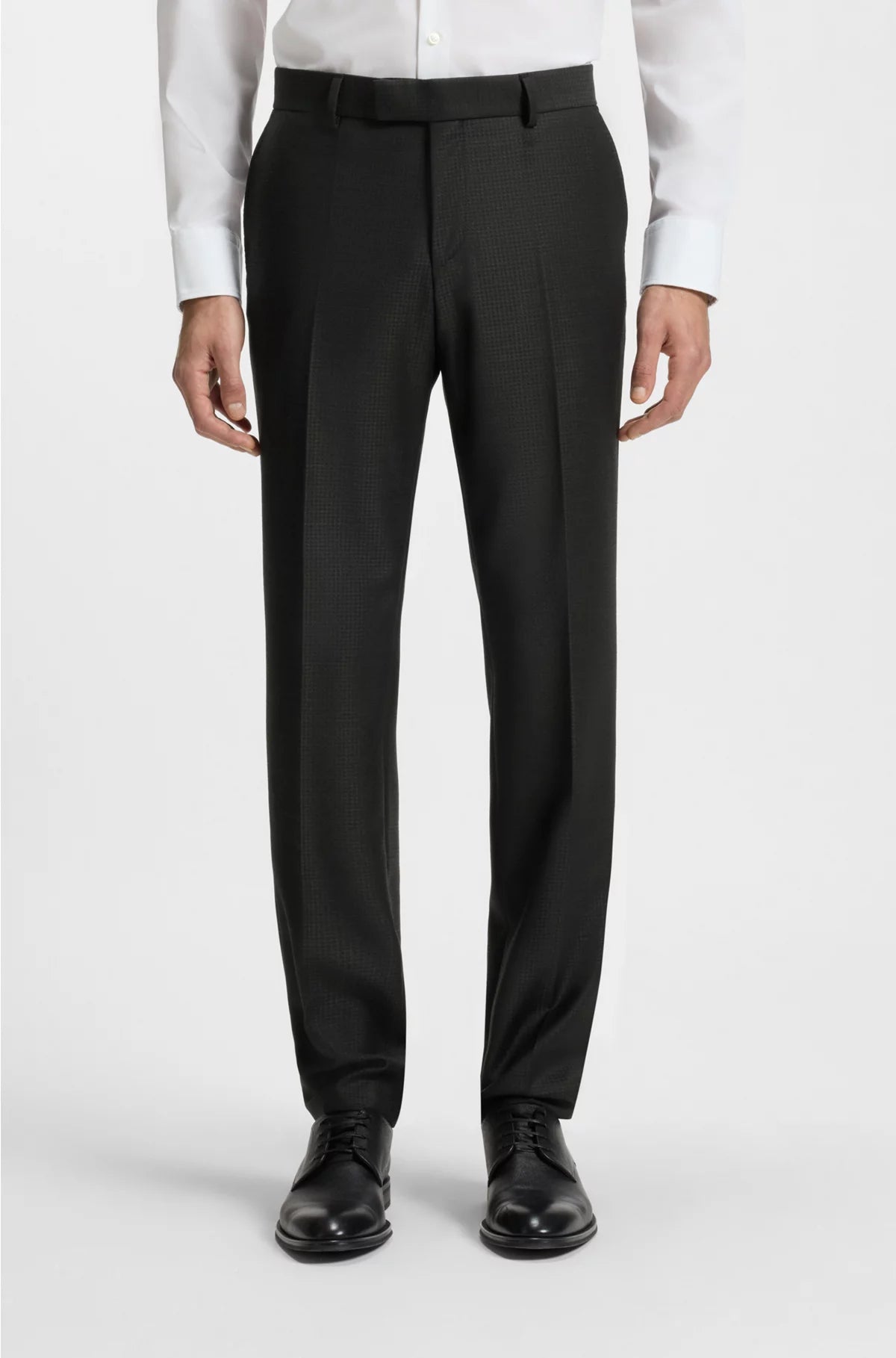 THREE-PIECE SLIM-FIT SUIT IN PATTERNED VIRGIN WOOL