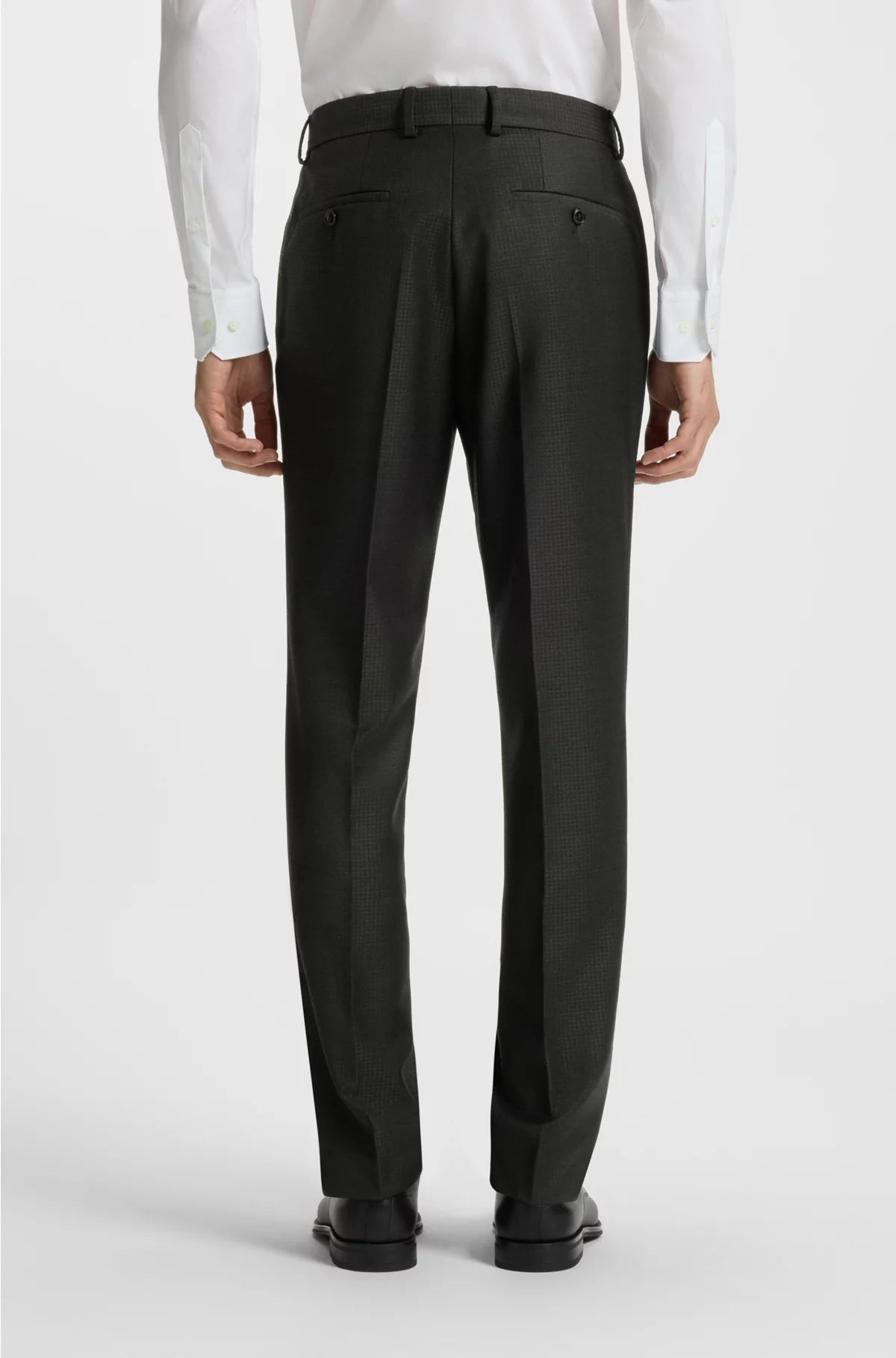 THREE-PIECE SLIM-FIT SUIT IN PATTERNED VIRGIN WOOL