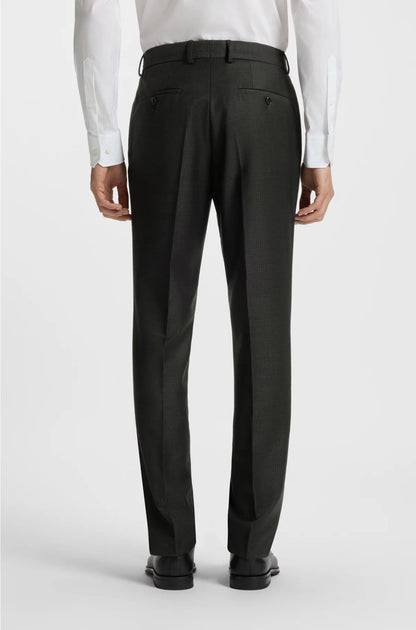 THREE-PIECE SLIM-FIT SUIT IN PATTERNED VIRGIN WOOL
