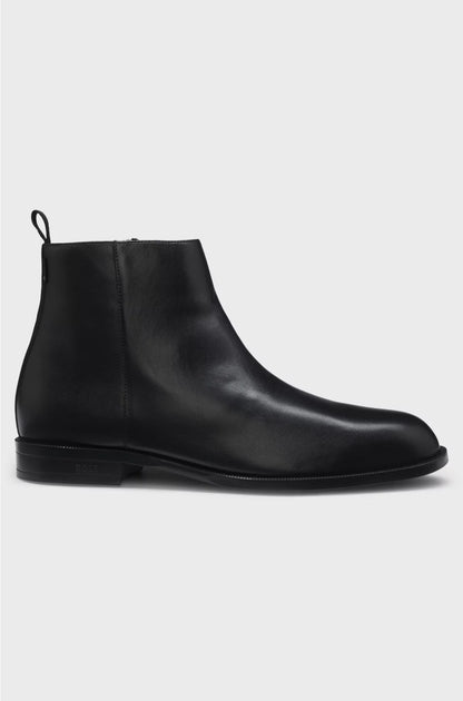 LEATHER ANKLE BOOTS WITH SIDE ZIP