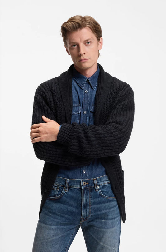 RELAXED-FIT CARDIGAN IN WOOL AND CASHMERE