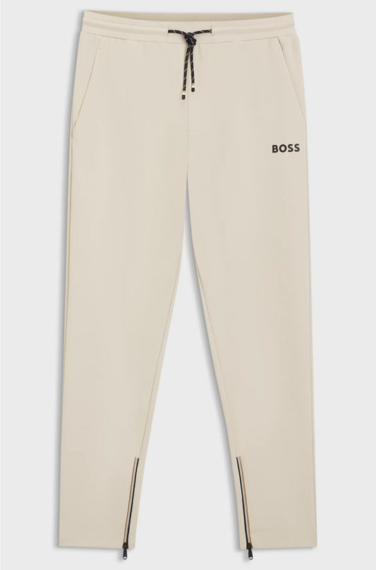 STRETCH-GABARDINE TRACKSUIT BOTTOMS WITH ZIPPED HEMS