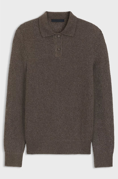 POLO-COLLAR SWEATER WITH MOULINE RIB