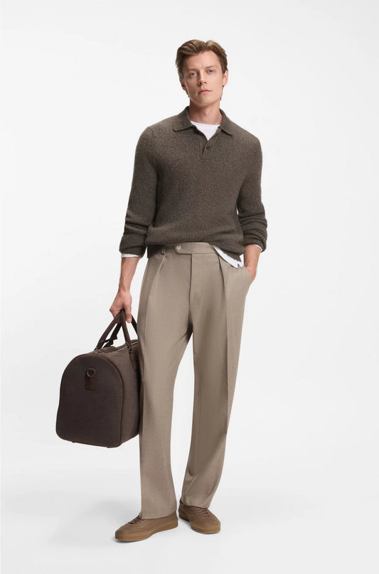 POLO-COLLAR SWEATER WITH MOULINE RIB