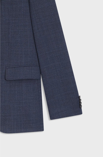 TWO-PIECE REGULAR-FIT SUIT IN PATTERNED STRETCH CLOTH