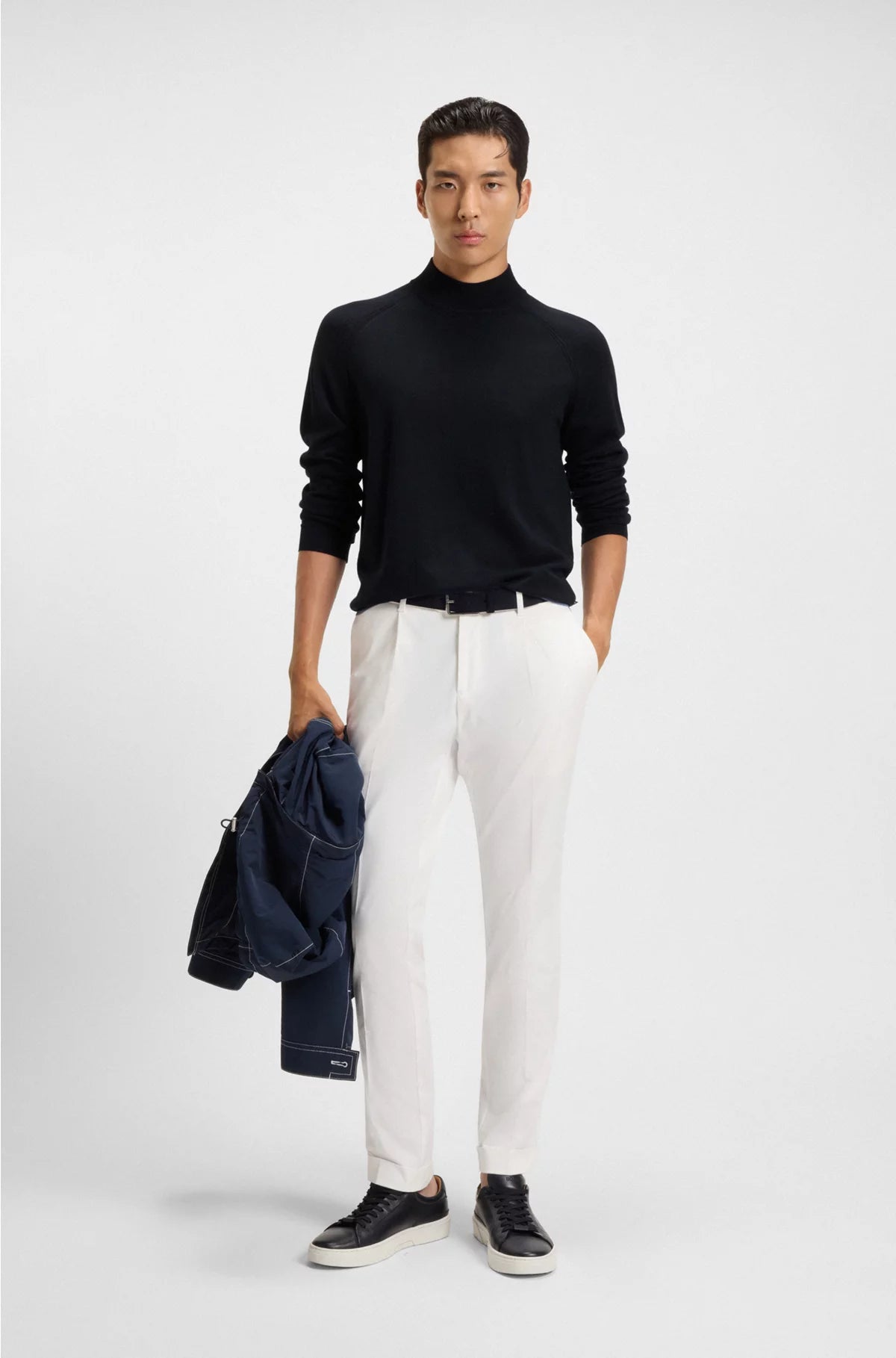 WOOL-BLEND SWEATER WITH MOCK NECK