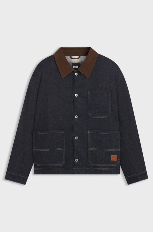 CONTRAST-COLLAR JACKET IN INDIGO DENIM