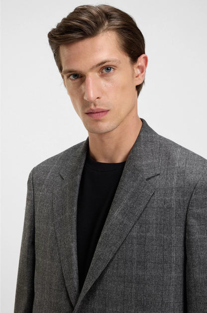 RELAXED-FIT SUIT JACKET IN CHECKED STRETCH WOOL