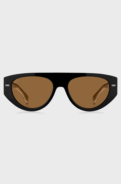 BLACK BIO-ACETATE SUNGLASSES WITH LASERED-LOGO TEMPLES