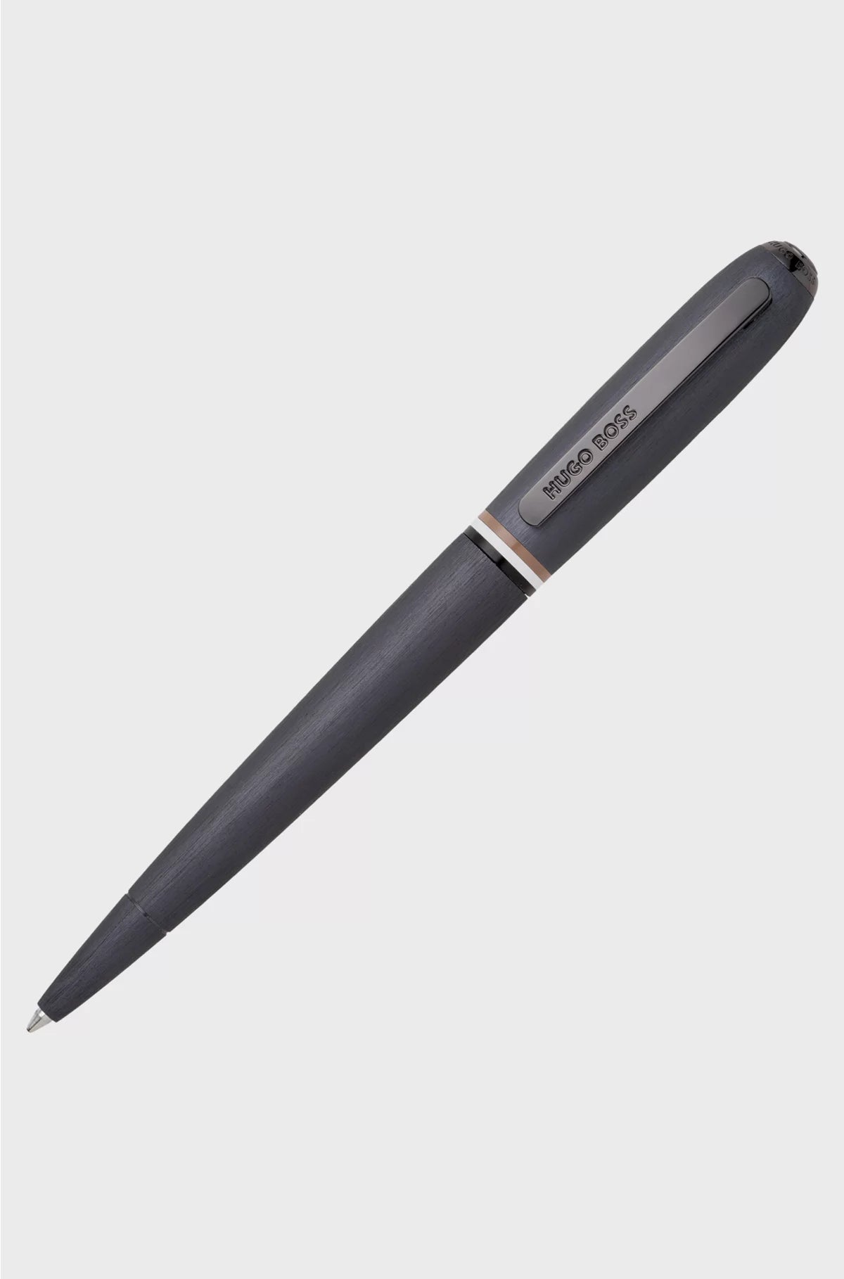 BRUSHED BALLPOINT PEN WITH SIGNATURE-STRIPE RING