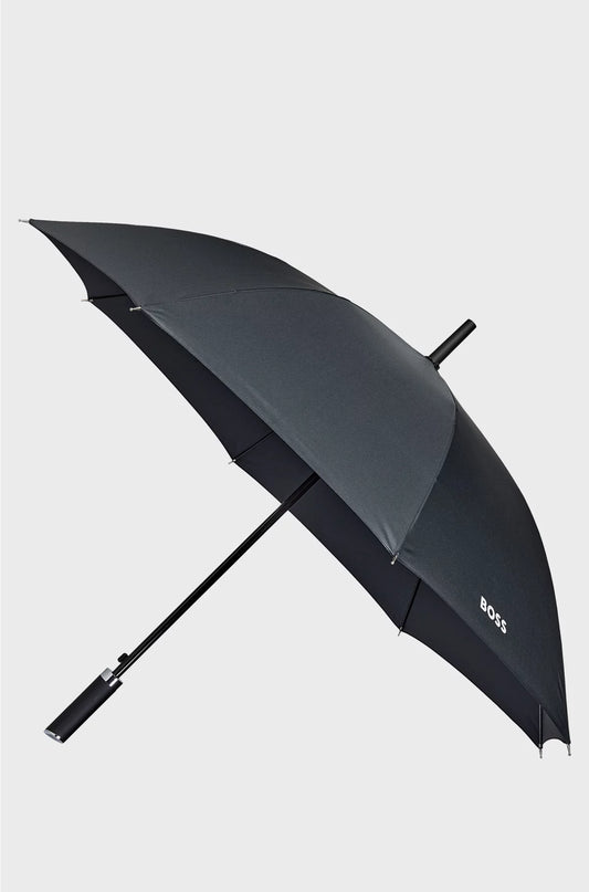 GRID-PATTERN UMBRELLA WITH LOGO-EMBOSSED HANDLE