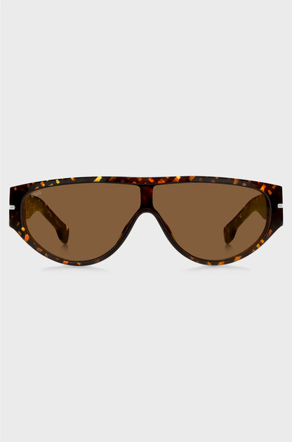 MASK-STYLE SUNGLASSES IN MONOGRAM-PATTERNED ACETATE
