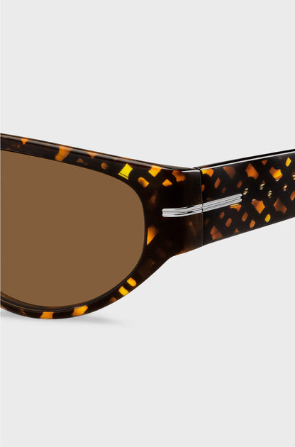 MASK-STYLE SUNGLASSES IN MONOGRAM-PATTERNED ACETATE