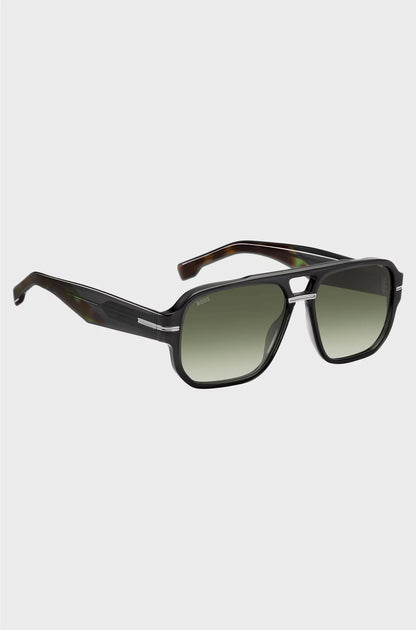 GREY-ACETATE SUNGLASSES WITH PATTERNED ACCENTS