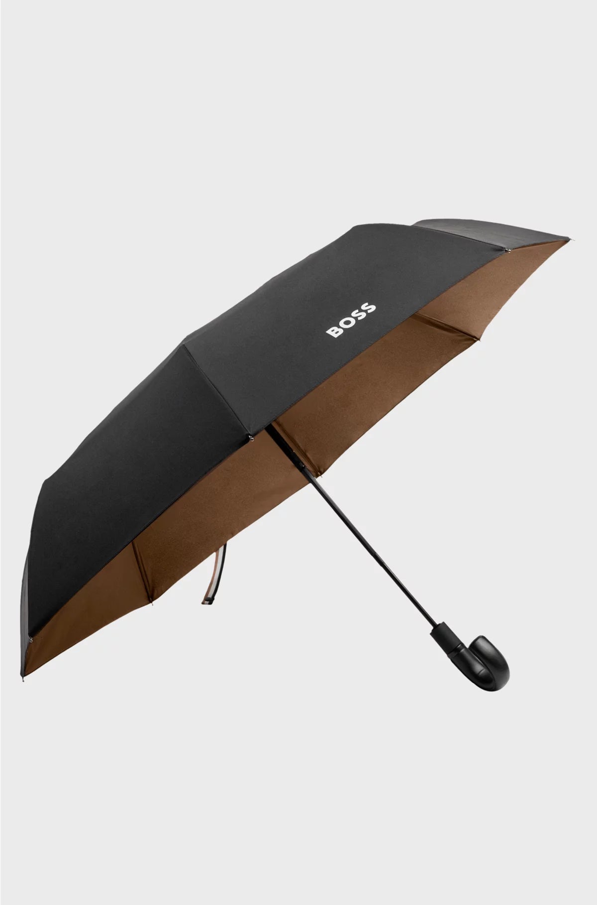 BLACK POCKET UMBRELLA WITH CAMEL INTERIOR