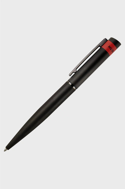 BLACK BALLPOINT PEN WITH MATTE DIAMOND-CUT PATTERN