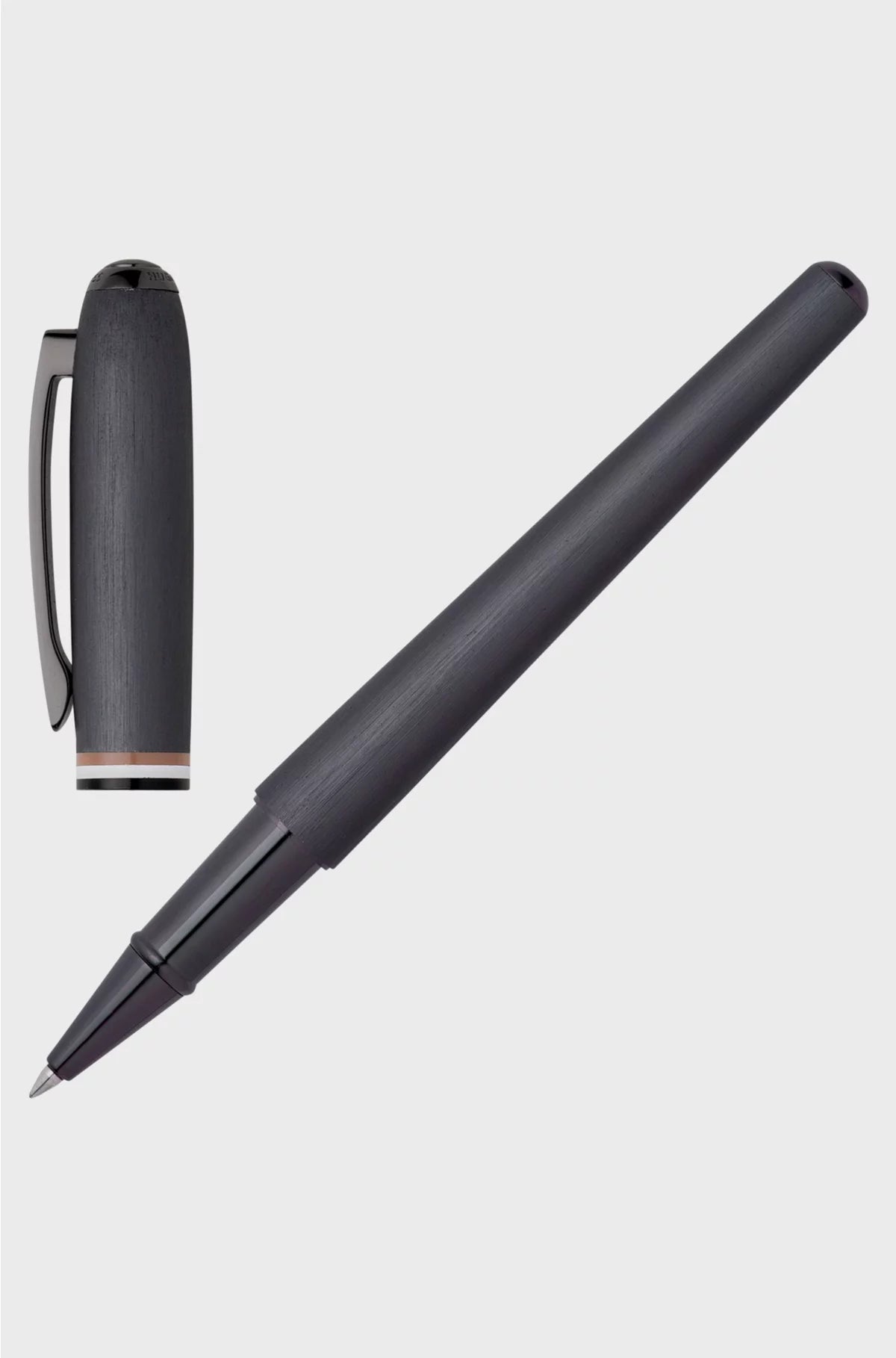 BRUSHED ROLLERBALL PEN WITH SIGNATURE-STRIPE RING