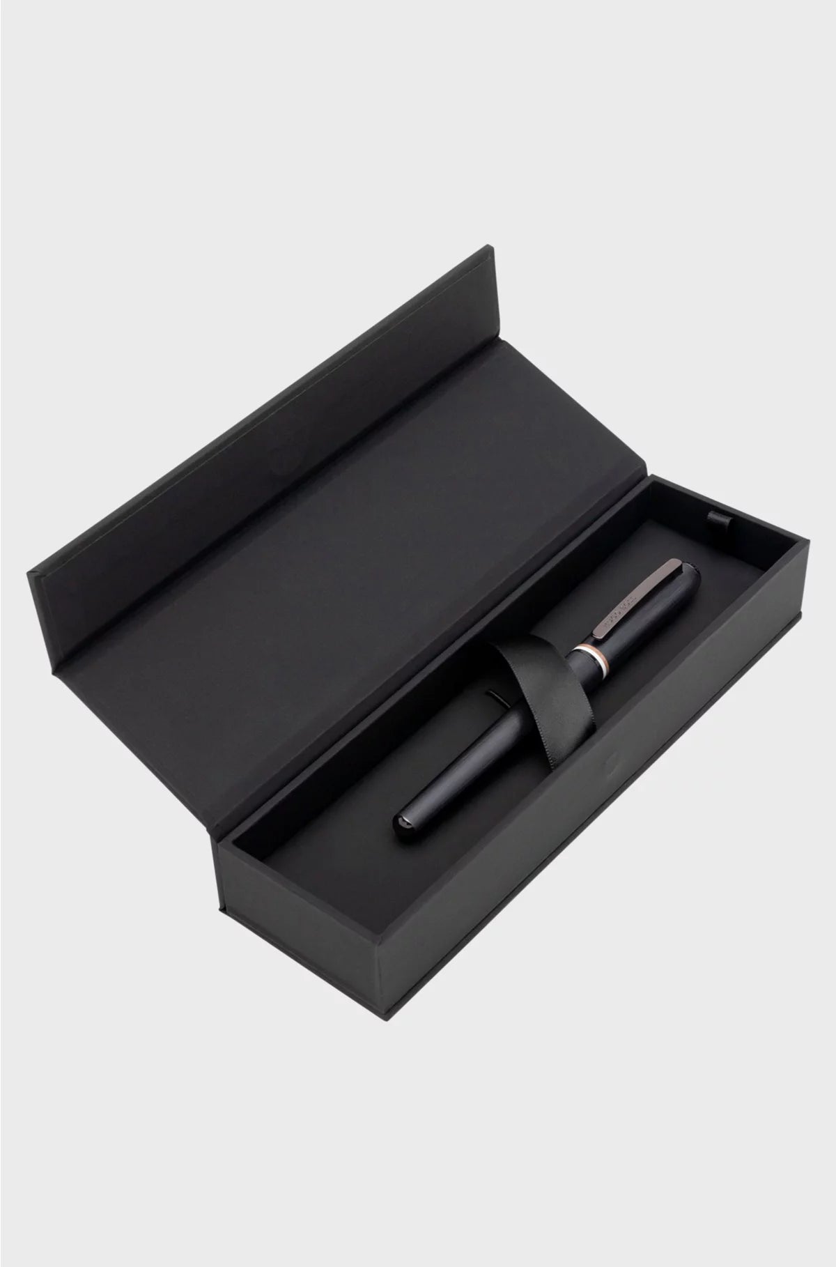 BRUSHED ROLLERBALL PEN WITH SIGNATURE-STRIPE RING