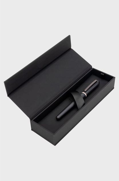 BRUSHED ROLLERBALL PEN WITH SIGNATURE-STRIPE RING