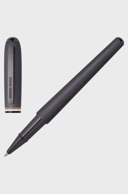 BRUSHED ROLLERBALL PEN WITH SIGNATURE-STRIPE RING