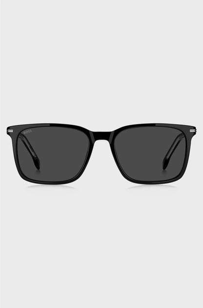 BLACK-ACETATE SUNGLASSES WITH SILVER-TONE TRIMS