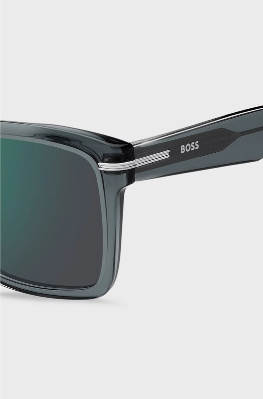GREY-ACETATE SUNGLASSES WITH SILVER-TONE TRIMS