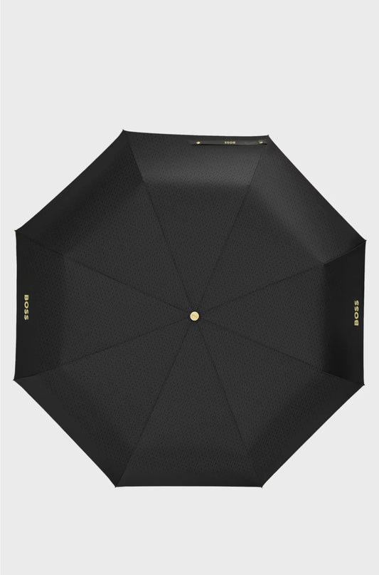 MONOGRAM-CANOPY POCKET UMBRELLA IN BLACK AND GOLD