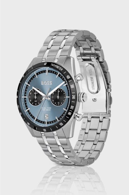 TOURMASTER BLUE-DIAL WATCH WITH MULTI-LINK BRACELET