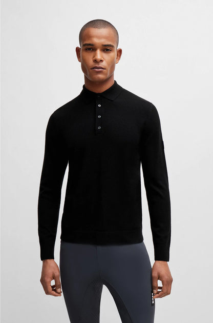 EQUESTRIAN KNIT POLO IN A COTTON-CASHMERE BLEND