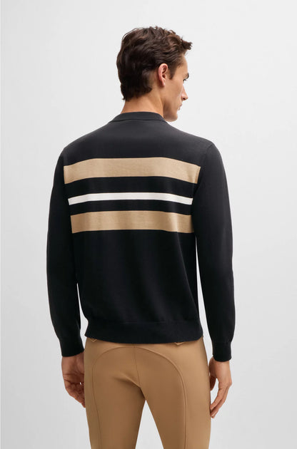 EQUESTRIAN COTTON SWEATER WITH CONTRASTING STRIPES