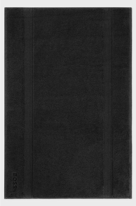 BLACK AEGEAN-COTTON BATH MAT WITH TONAL LOGO