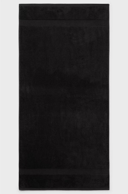 BLACK AEGEAN-COTTON BATH TOWEL WITH TONAL LOGO