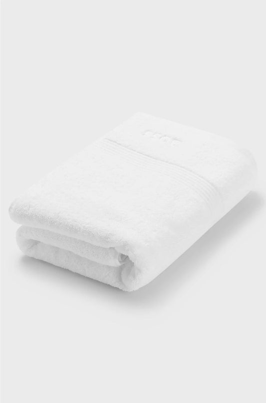 WHITE AEGEAN-COTTON BATH TOWEL WITH TONAL LOGO