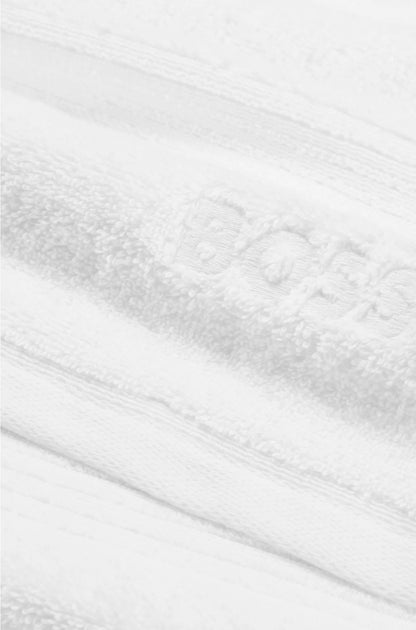 WHITE AEGEAN-COTTON BATH TOWEL WITH TONAL LOGO