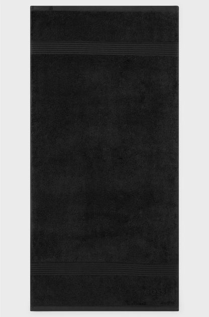 BLACK AEGEAN-COTTON HAND TOWEL WITH TONAL LOGO
