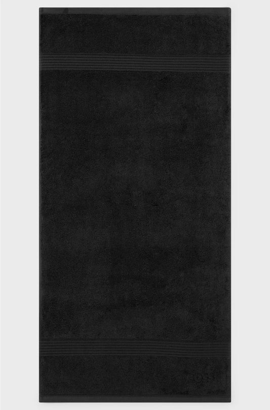 BLACK AEGEAN-COTTON HAND TOWEL WITH TONAL LOGO