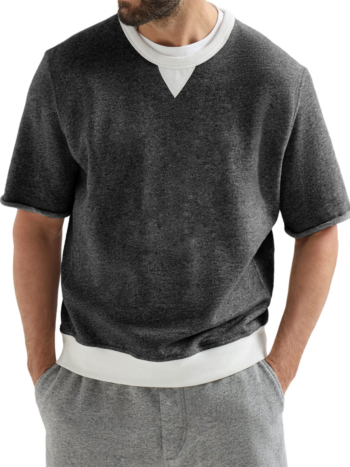 Men's French-style Terry Cloth Athletic T-shirt